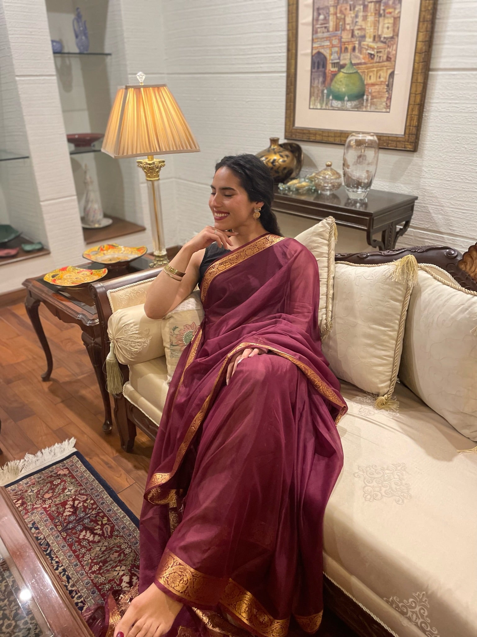 Chiffon Silk Banarsi - Wine Berry