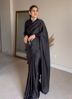 Solid Charmeuse Silk: Black