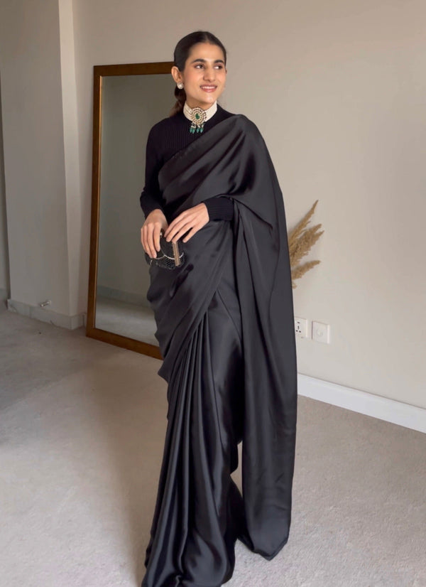 Solid Charmeuse Silk: Black