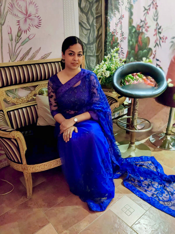 Koh-e-Noor: Sequins Net Royal Blue